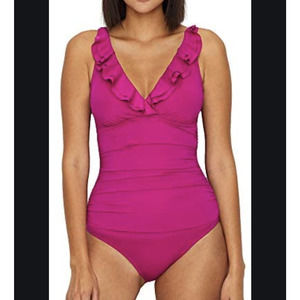 Lauren Ralph Lauren Ruffle Surplice VNeck Swimsuit